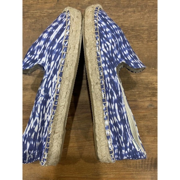 Soludos Women’s Flat Slip On Espadrille Blue White Ikat Print Jute Trim 9.5 NEW - Picture 8 of 8
